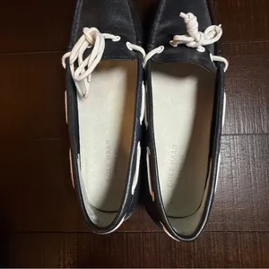 Cole Haan Black Leather Loafers White Laces Boat Shoes Womens‎ 7 B Narrow thumbnail 7