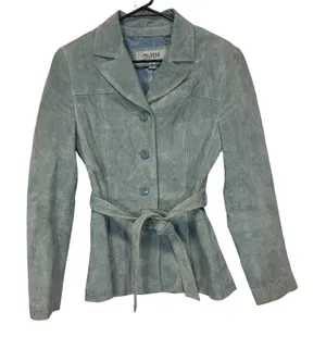 Wilsons Leather Light Green Long Sleeve 100% Genuine Leather Button Jacket Sz M‎ thumbnail 1