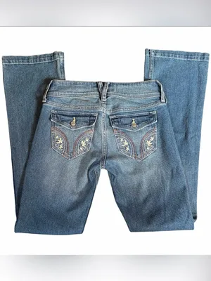 Hollister Ultra Low Rise Boot Cut Jeans Embroidered back NWT thumbnail 2