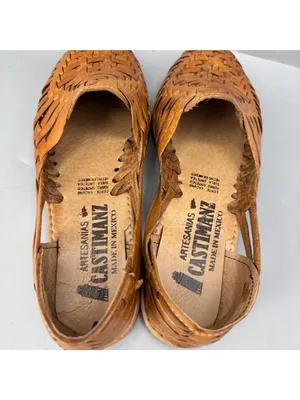 Artesanias Castimanz Huarache Flat Sandal Womens 5 Tan Leather Round Toe Slip On thumbnail 5