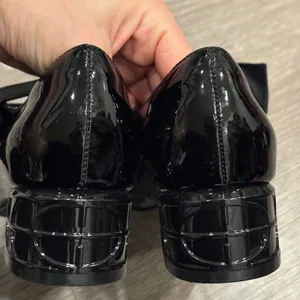 Cecelia Smile Black Patent Leather Velvet Bow Mary Jane Heels 6 Ballet Coquette thumbnail 5