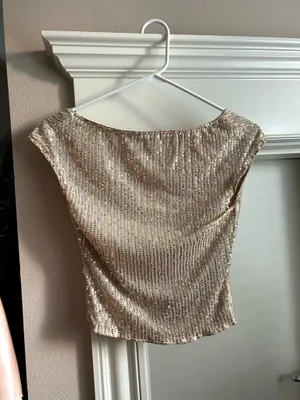 Gold sequence backless crop top  thumbnail 2