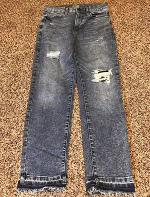 ANA High Rise Straight Jeans Women's Size 4 Distressed Wash Frayed Hem‎ thumbnail 1
