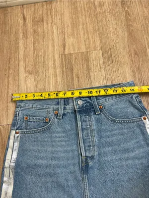 Levi'sw Light Blue Denim Mini Skirt with Silver Side Stripes thumbnail 5