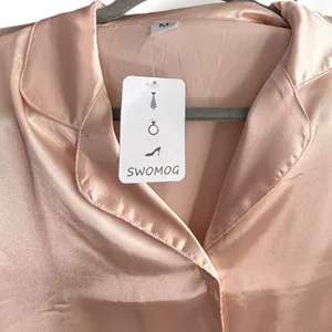 Womens Satin Pajama Set Champagne Pink Short Sleeve Loungewear NEW Bridal Sleep thumbnail 7