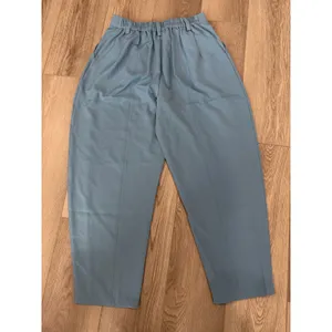 Halara Mid Rise Pocket Barrel Leg Work Pants Casual Pleated Pull On Light Blue S thumbnail 5