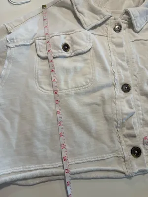 Free People Women's‎ White Collared Long Sleeve Cropped Shirt Jacket Size L thumbnail 10