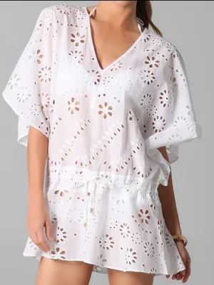 Vix Paula Hermanny white eyelet swim coverup size large thumbnail 1