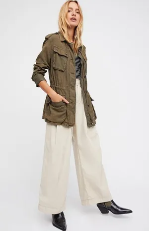 Free People Not Your Brothers Surplus Olive Green Jacket Size Medium thumbnail 4