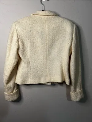 Apart Impressions Vintage Petite Butter Yellow Wool Blend Cropped Blazer Jacket thumbnail 7