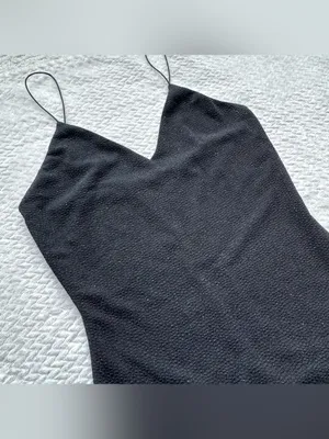 Alice + Olivia Stila Midi Dress 8 Black LBD Side Slit Sparkle Minimalist Party thumbnail 6