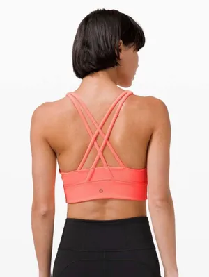 Coral Sunset Ribbed Long Line Energy Bra thumbnail 2