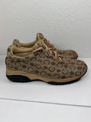 Giovani Studio Sneakers Women Size 9 Beige Brown Monogram Lace Up Casual thumbnail 4