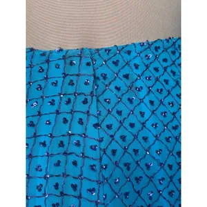 Handmade Sequin Ombre Maxi Skirt Purple Teal Beaded Mesh Sheer Evening Formal thumbnail 6