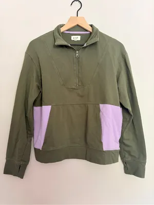 Pact Perfectly Lightweight Quarter Zip Grape Leaf/Orchid Medium thumbnail 2