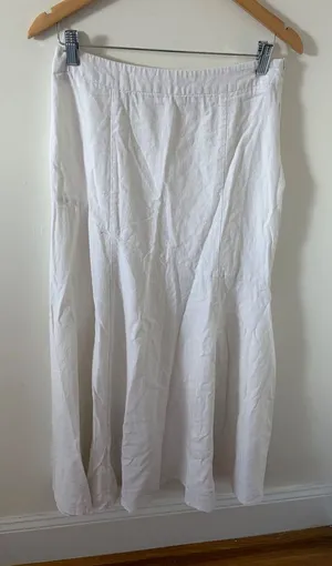 ASOS White Linen Maxi Skirt High Waisted Flared Mermaid Long Summer US 8 thumbnail 1