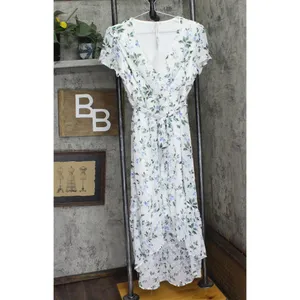 NWT Ny Collection Petite Short Sleeve High Low Hem Chiffon Dress Blue Floral PL thumbnail 4