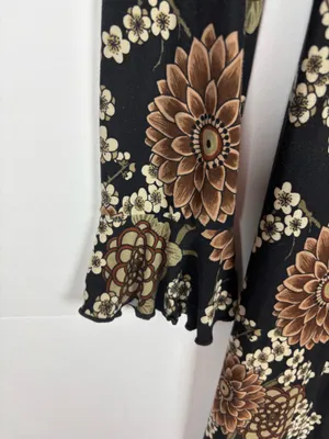 Kona Dress Large Black Floral Grunge Empire Waist Ruffle Y2K Whimsigoth Boho thumbnail 3