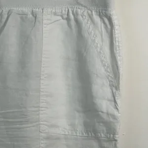 Style & Co White Linen‎ Cargo Capri Pants XL Elastic Drawstring Cropped Pockets thumbnail 5