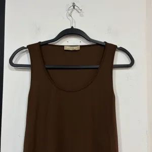 Michael Kors Brown Sleeveless Maxi Tank Dress Size Medium Side Slit Minimalist thumbnail 2