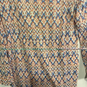 Roller Rabbit Blue Orange Ikat Roll Tab Sleeve Collared Tunic Shirt Dress Size S thumbnail 10