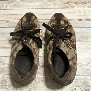 Coach Lace Up Sneaker Women’s Size 8 Brown and Tan C Logo thumbnail 8