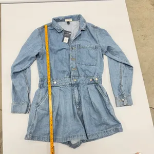 Universal Thread Denim Romper Medium Wash Button Front Long Sleeve Blue Size 10 thumbnail 5