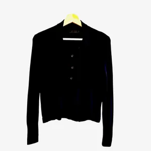 Jenni Kayne Grayson Merino Wool Polo Sweater Sz XS Black Quiet Luxury Minimalist thumbnail 2