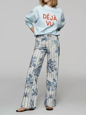 NWT Anthropologie Maeve The Colette High-Rise Wide-Leg Jeans- Floral Stripe - 25 thumbnail 9