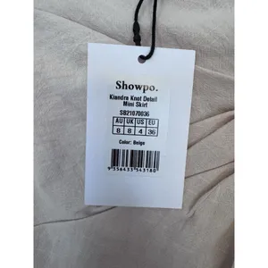 Showpo Kiandra Wrap Mini Skirt Womens Sz 4 Beige Knot Detail Side Zip Lined NWT thumbnail 10
