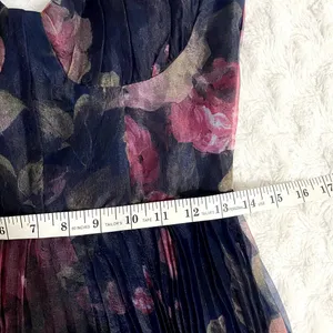 NWOT Lulus Alluring Invite Midnight Blue Floral Pleated Bustier Midi Dress S thumbnail 8