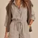 Abercrombie Linen Blend Utility Romper Size L Beige Button Front Granola Indie