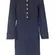Scanlan Theodore Navy Crepe Knit Gold Button Mock Neck Midi Dress Size Medium