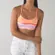 Lululemon Flow Y Bra IV Bleacher Stripe White Iris Flower / Grapefruit