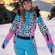 Tipsy Elves Ski Snow Suit Women's Size XS Snow Leopard Pink Blue Faux Fur Read