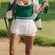 Free People Movement Doubles Skort Skirt White w Green Stripe NWOT