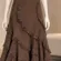 Made in Italy Women Skirt Brown Tiered Ruffle Raw Edge Midi Large