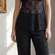 Hillard & Hanson black lace babydoll chemise y2k rose bow whimsygoth large