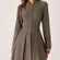 Rihoas Brown Button Pleated Mini Dress