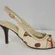 Massimo Baldi Womens Sandals Size 6.5 Cream Floral Open Toe Slingback Heels