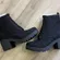 Black Vegan Suede Lace Up Combat Boot