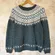Vintage 90s Y2K St. John’s Bay Green Chunky Wool Fair Isle Nordic Sweater L