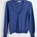Brunella Gori Blue Merino Wool Cardigan Sweater L Minimalist