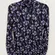 WHBM Purple Iris Floral Mesh Mock Neck Top Small Black Grunge Festival Boho Art
