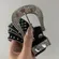 Western Leather Black Calf Hair Studded Rhinestone Embellished Statement Belt