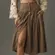 Anthropologie Linen Pleated Yoke-Waist Midi Skirt Size 8P Sand Boho Lagenlook