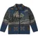 Sonoma Jean Company Womens Medium Blue Scenic Cabin Mountain Tapestry Cardigan
