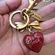 Coach Bow Heart Locket Bag Charm Keychain Key Fob CZ276 Brass / Ruby Red