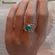 Large Turquoise Gold Filled Band, Bar Ring, Size 8