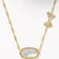 Kendra Scott x LoveShackFancy Gold Bow Elisa Necklace Pastel Blue Rosa Beux